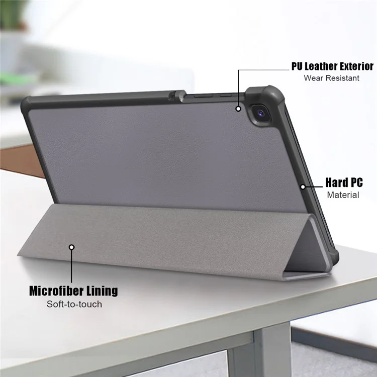 Capa Suporte de Couro Tri-fold para Samsung Galaxy Tab A7 Lite T220/T225 8.7 Polegadas - Cinza