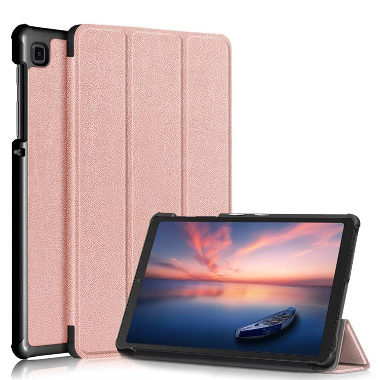 Tri-fold Leather Stand Case for Samsung Galaxy Tab A7 Lite T220/T225 8.7-Inch - Rose Gold