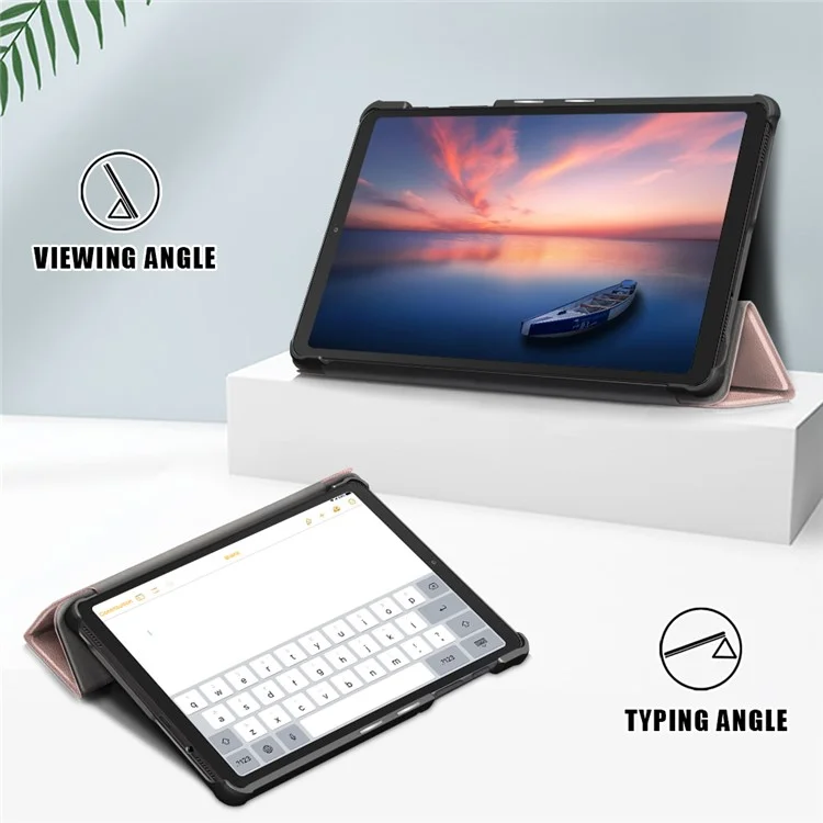 Tri-fold Leather Stand Case for Samsung Galaxy Tab A7 Lite T220/T225 8.7-Inch - Rose Gold