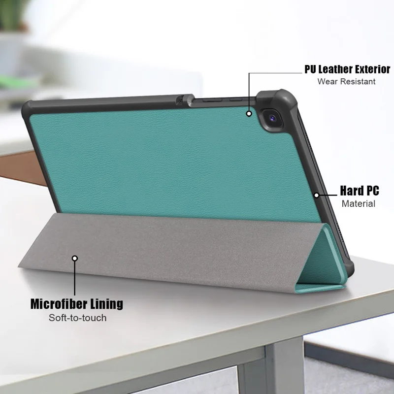 Tri-fold Leather Stand Case for Samsung Galaxy Tab A7 Lite T220/T225 8.7-Inch - Green