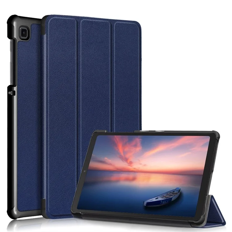 Трехстворчатый кожаный чехол-подставка для Samsung Galaxy Tab A7 Lite T220/T225 8.7 дюйма - темно-синий