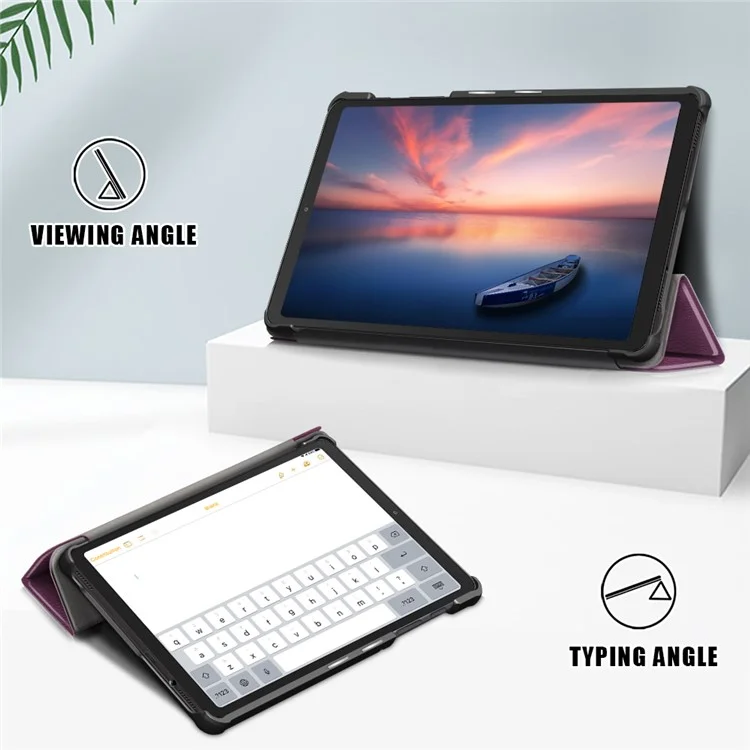 Custodia in pelle pieghevole a tre ante per Samsung Galaxy Tab A7 Lite T220/T225 da 8,7 pollici - Viola