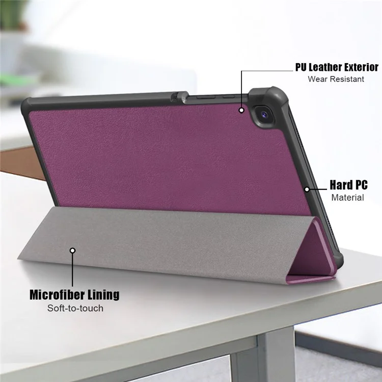 Custodia in pelle pieghevole a tre ante per Samsung Galaxy Tab A7 Lite T220/T225 da 8,7 pollici - Viola