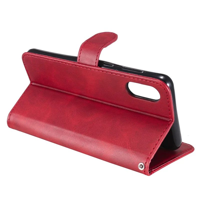 Zipper Pocket Leather Protector Wallet Stand Case for Samsung Galaxy M02/A02 - Red