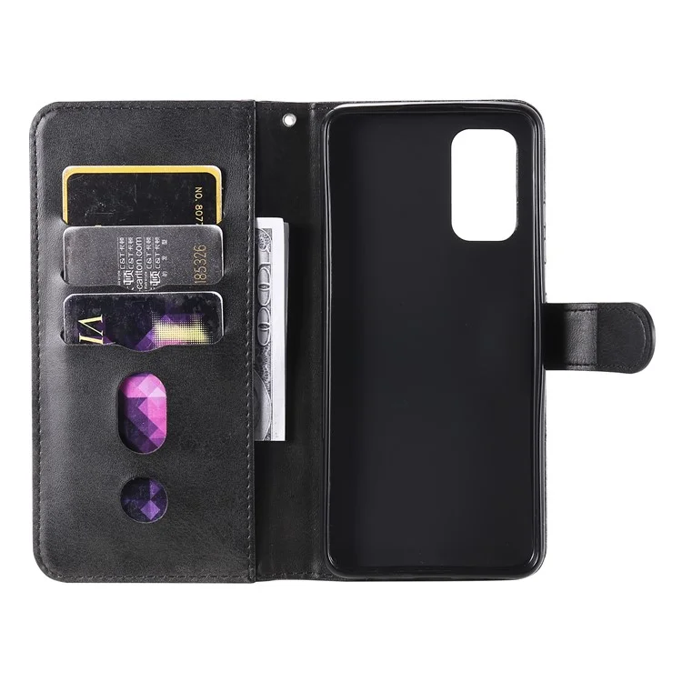 Zipper Pocket Wallet Leather Stand Phone Case Cover for Samsung Galaxy A32 4G (EU Version) - Black