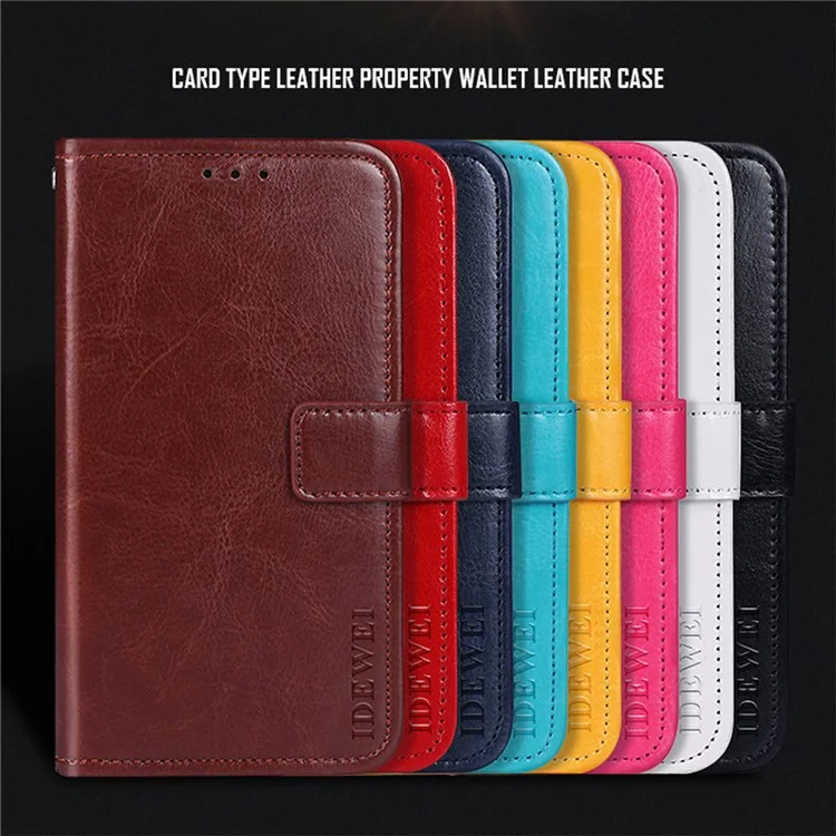 Idewei Folio Flip Crazy Horse Texture Carcasa Móvil De Cuero Con Soporte De Billetera Para Samsung Galaxy Xcover 5 - Marrón