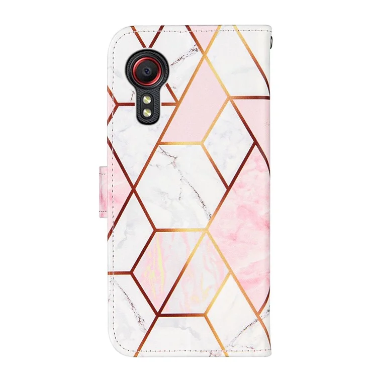 Couverture de Boîtier de Conception de Portefeuille en Cuir Avec Imprimerie de Motif D'épissage en Marbre Pour Samsung Galaxy Xcover 5 - Rose / Blanc