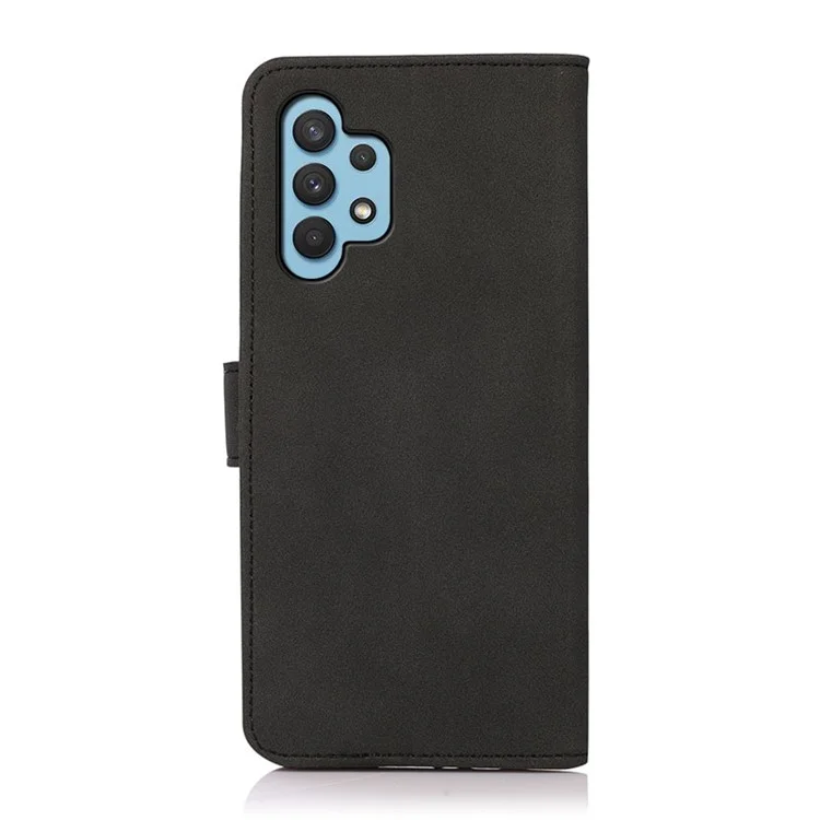 Capa de telefone de couro texturizado KHAZNEH com design de carteira e suporte para Samsung Galaxy A32 4G (versão UE) - Preto
