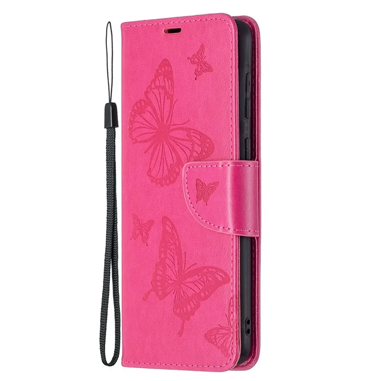Imprint Butterflies Flower Wallet Stand Teather Case Для Samsung Galaxy A02/M02 - Роза