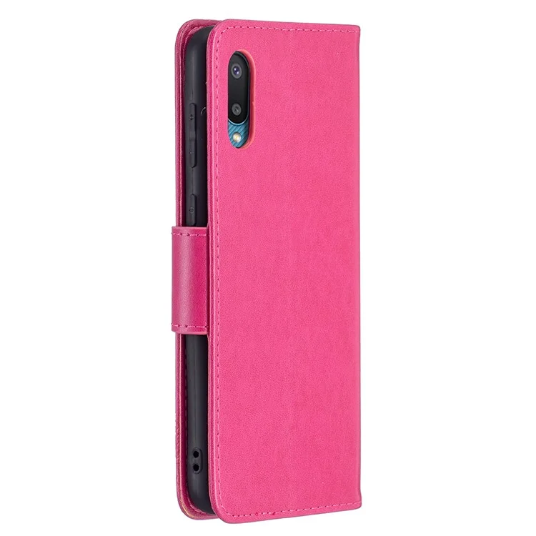 Imprint Butterflies Flower Wallet Stand Teather Case Для Samsung Galaxy A02/M02 - Роза