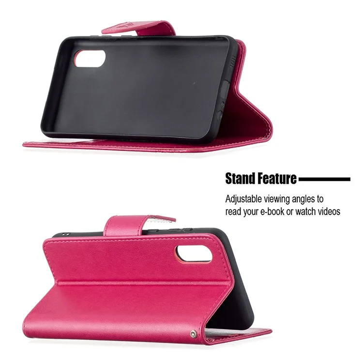 Imprint Butterflies Flower Wallet Stand Teather Case Для Samsung Galaxy A02/M02 - Роза