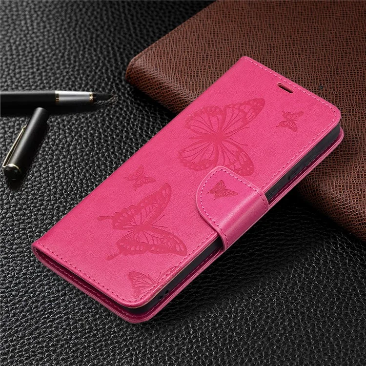 Imprint Butterflies Flower Wallet Stand Teather Case Для Samsung Galaxy A02/M02 - Роза