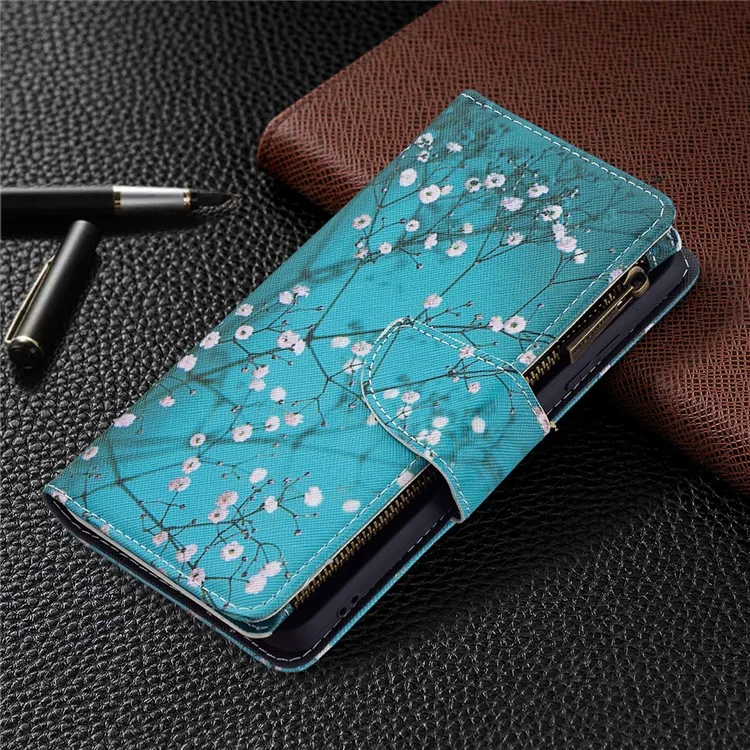 BF03 Cas De Téléphone À Glissière À Fermeture À Glissière Pour Samsung Galaxy A32 4G - Fleur
