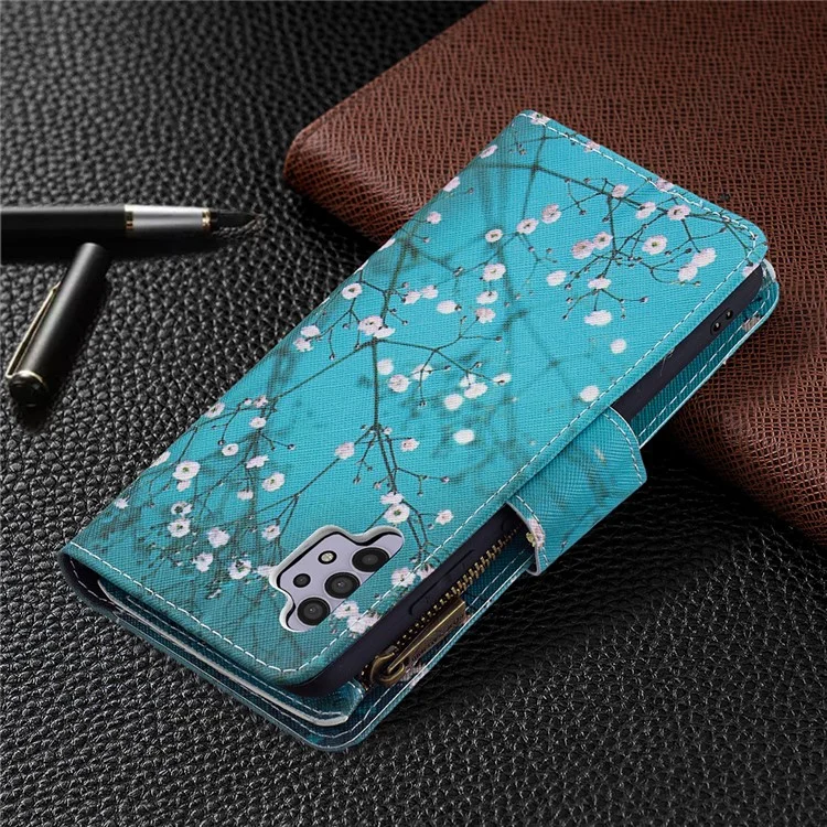 BF03 Cas De Téléphone À Glissière À Fermeture À Glissière Pour Samsung Galaxy A32 4G - Fleur