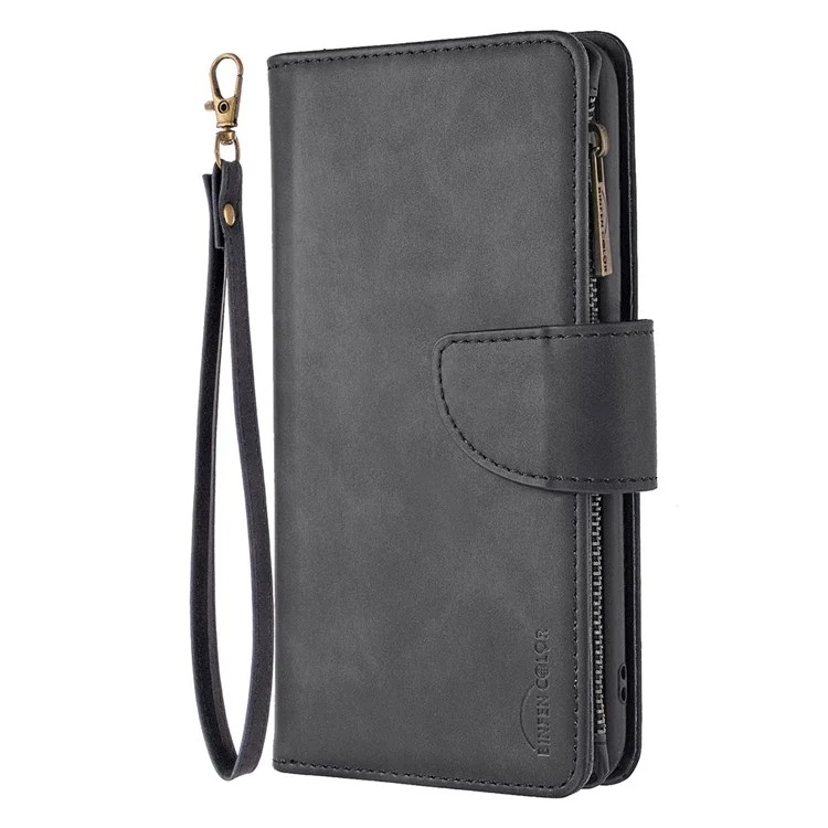 BF02 Detachable 2-in-1 Design Leather Phone Case Zipper Pocket Wallet Cover for Samsung Galaxy A12 - Black