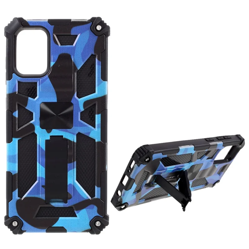 Well-Protected Camouflage Design Detachable 2 in 1 Phone Protective Shell with Magnet Sheet for Samsung Galaxy A71 5G SM-A716 - Dark Blue