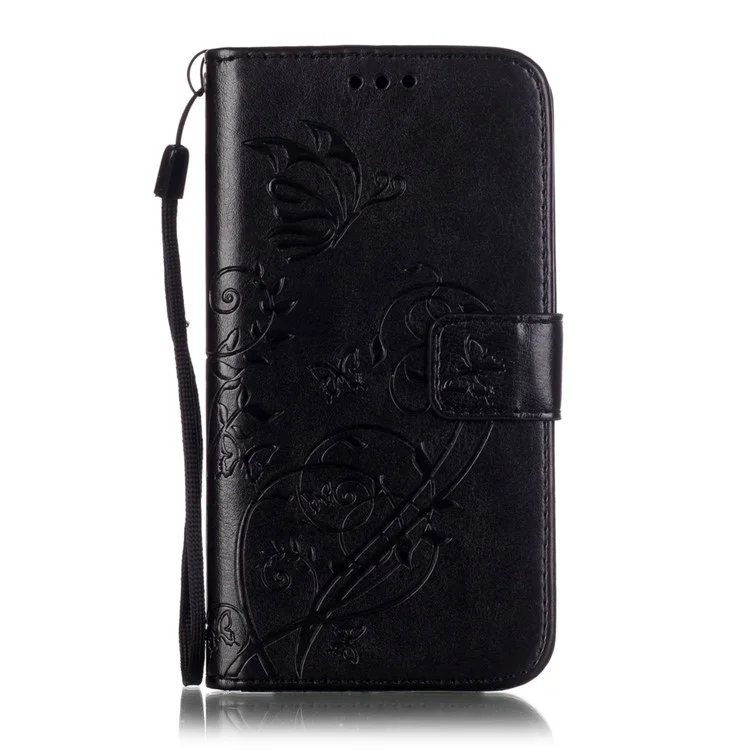 Imprinted Leather Wallet Case for Samsung Galaxy J3 / J3 (2016) - Black