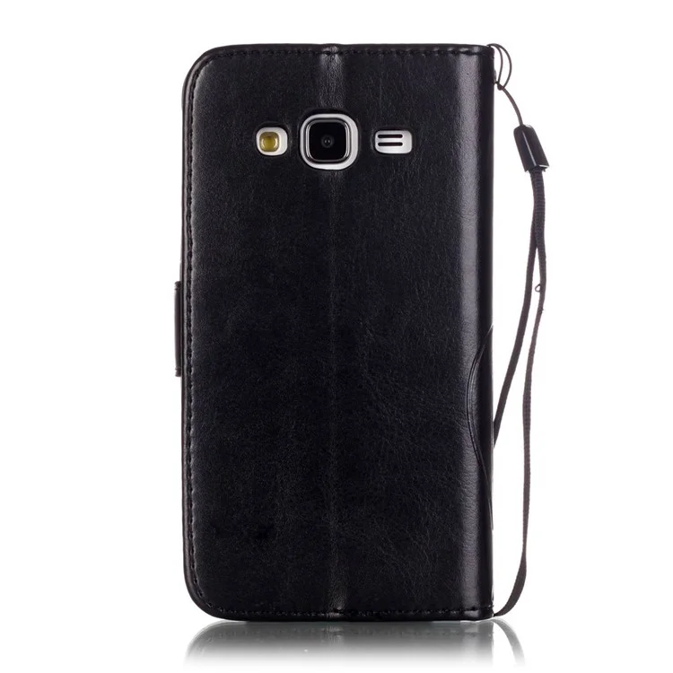 Imprinted Leather Wallet Case for Samsung Galaxy J3 / J3 (2016) - Black