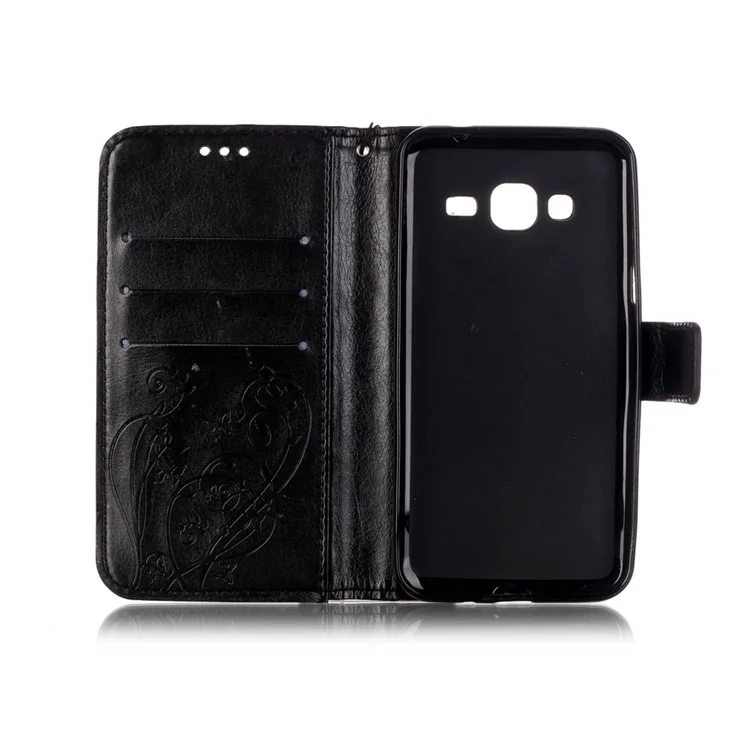 Imprinted Leather Wallet Case for Samsung Galaxy J3 / J3 (2016) - Black