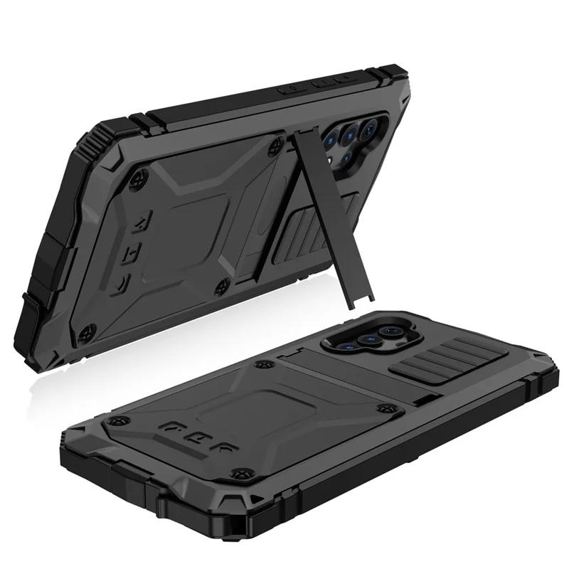 Shockproof Kickstand TPU+Metal Dustproof Protector Cover Kickstand Shell for Samsung Galaxy A32 5G/M32 5G - Black