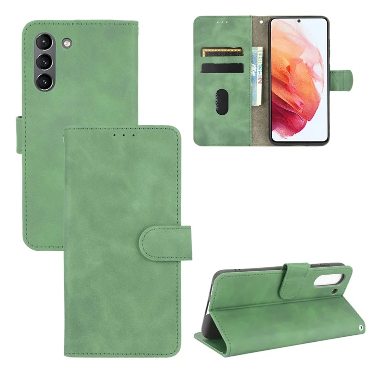 Couverture de Téléphone de Protection en Cuir Pu-touch Pupport Support Portefeuille Pour Samsung Galaxy S21 fe - Vert