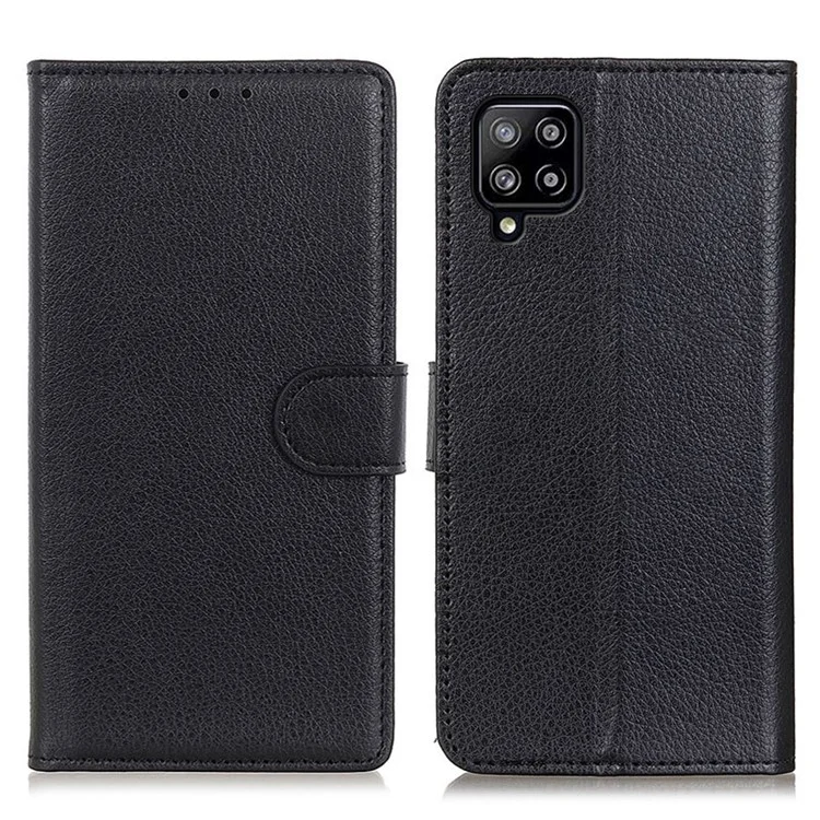 Étui portefeuille en cuir texturé Folio Flip pour Samsung Galaxy A22 4G (version UE) - Noir