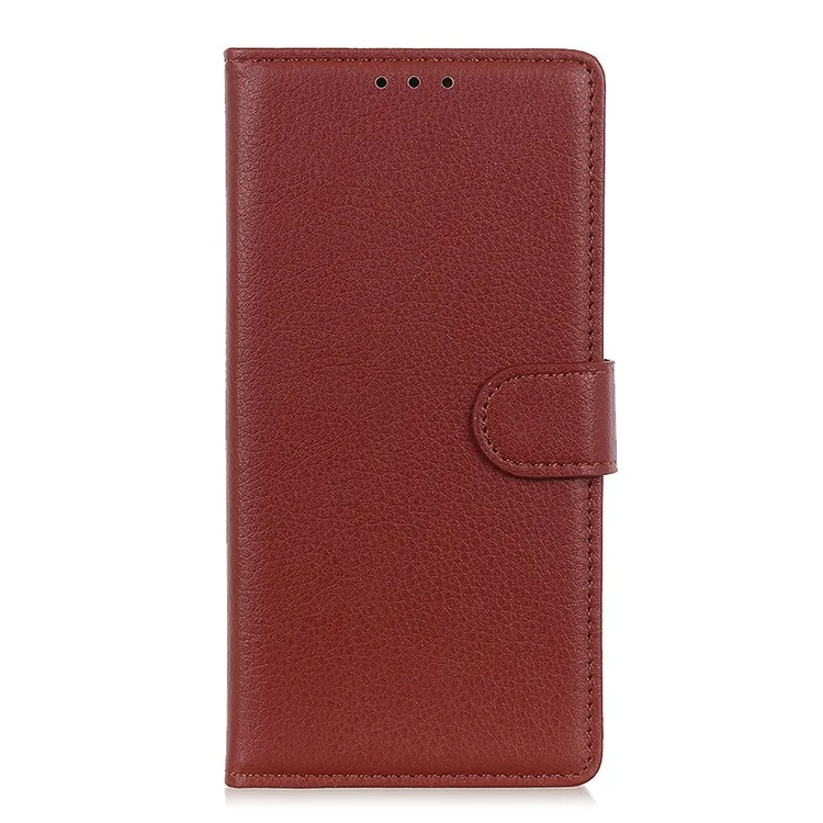 Folio Flip Litchi Texture en Cuir en Cuir Portable de Téléphone Portable du Portefeuille du Portefeuille Pour Samsung Galaxy A22 4G (version Ue) - Brun