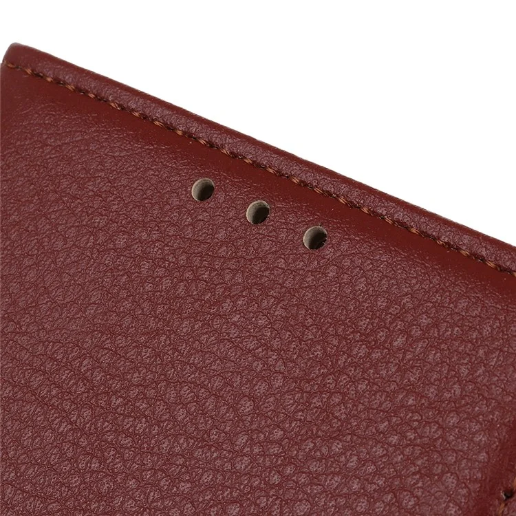 Folio Flip Litchi Texture en Cuir en Cuir Portable de Téléphone Portable du Portefeuille du Portefeuille Pour Samsung Galaxy A22 4G (version Ue) - Brun