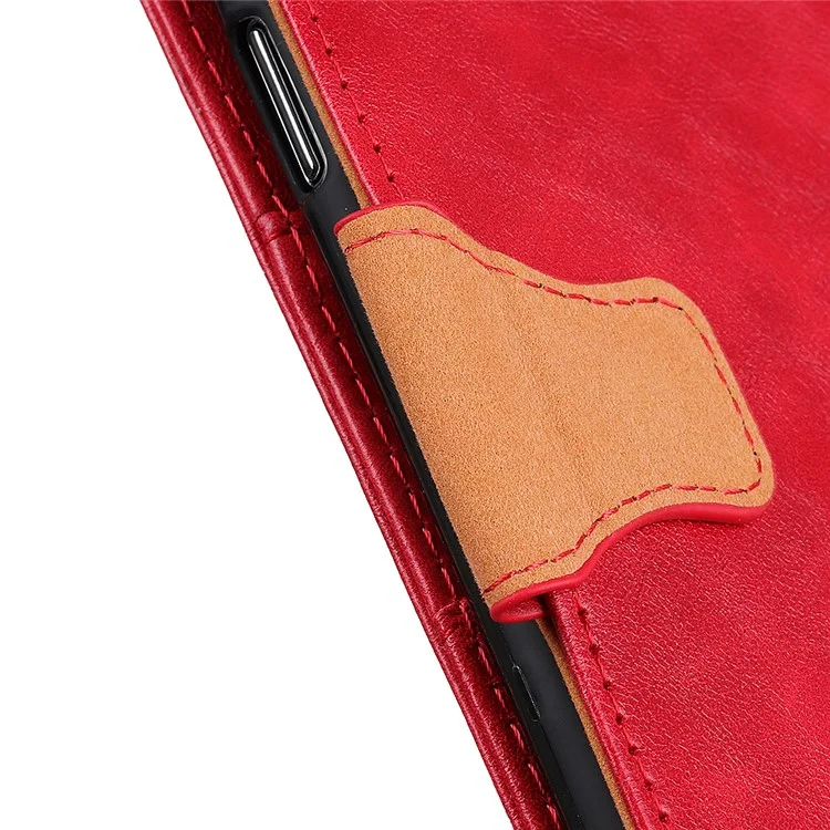 Wallet Stand Crazy Horse Texture Split Leather Phone Case Shell for Samsung Galaxy A22 5G (EU Version) - Red