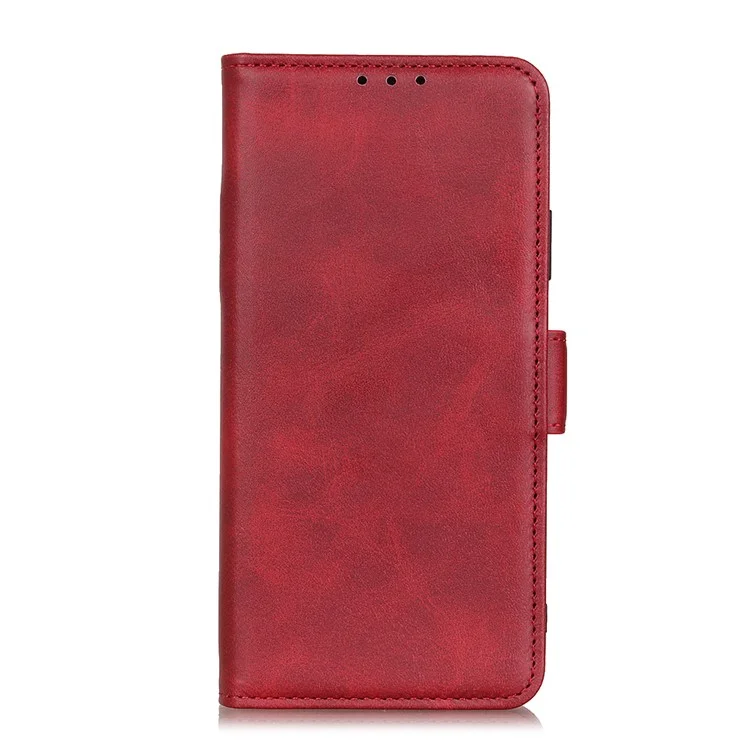 Wallet Stand Leather Phone Case Cover with Magnetic Double Clasp for Samsung Galaxy A22 5G (EU Version) - Red
