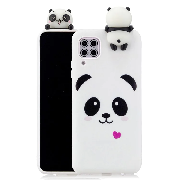 3D Cute Doll Pattern Printing Shockproof Soft TPU Phone Cover Case for Samsung Galaxy A12 - Panda and Heart