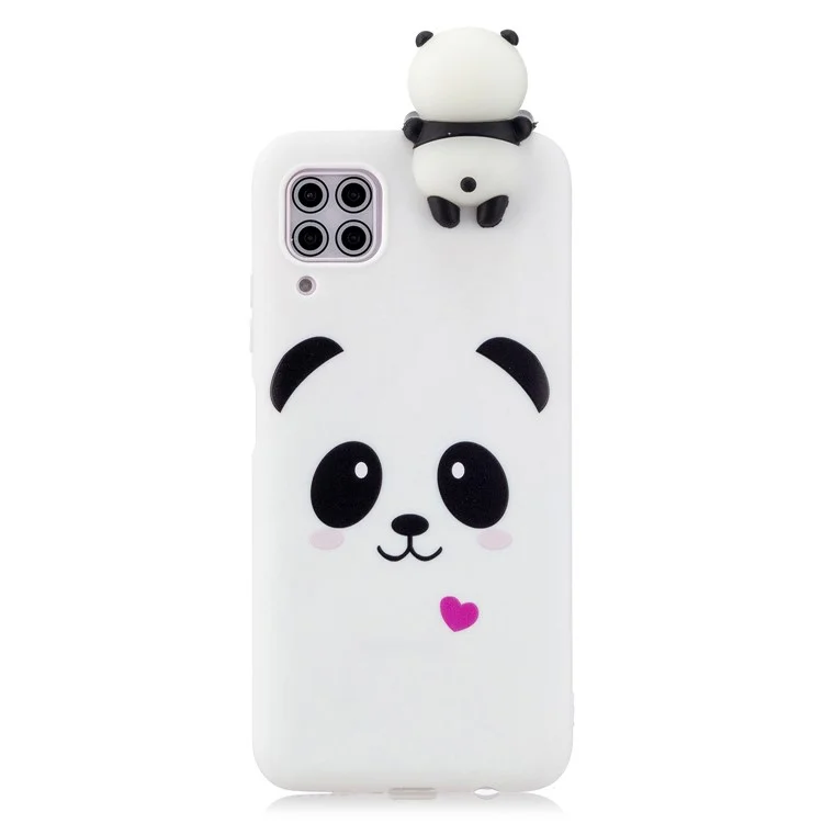 3D Cute Doll Pattern Printing Shockproof Soft TPU Phone Cover Case for Samsung Galaxy A12 - Panda and Heart