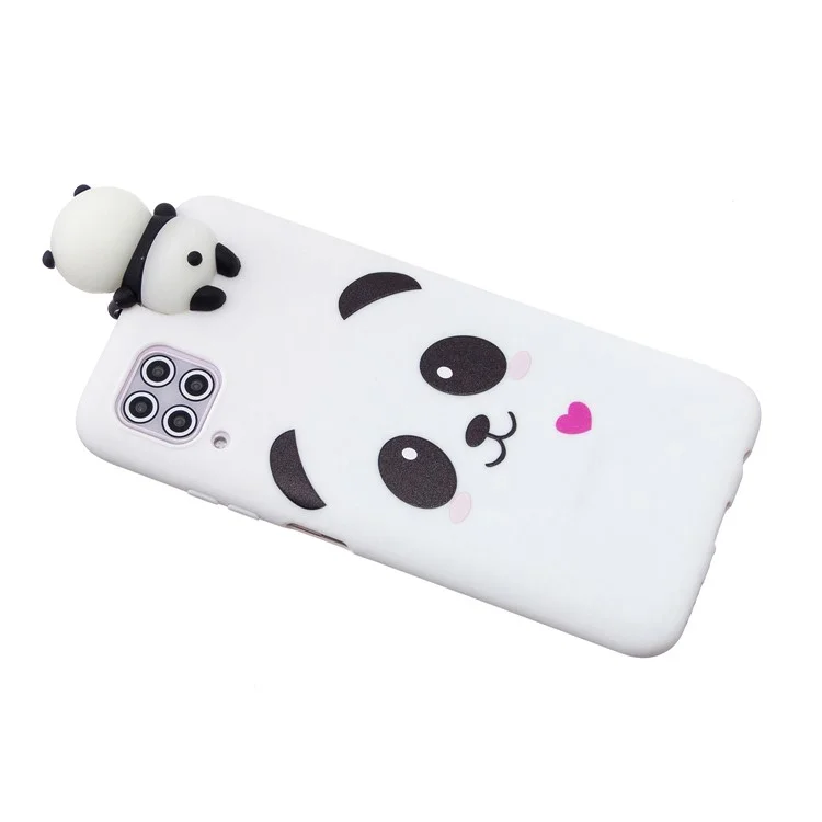 3D Cute Doll Pattern Printing Shockproof Soft TPU Phone Cover Case for Samsung Galaxy A12 - Panda and Heart