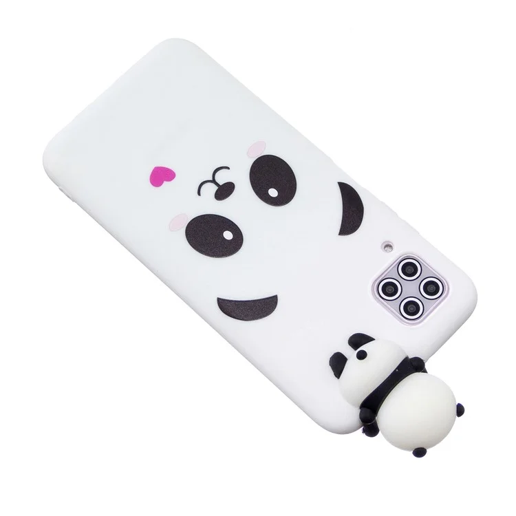 3D Cute Doll Pattern Printing Shockproof Soft TPU Phone Cover Case for Samsung Galaxy A12 - Panda and Heart