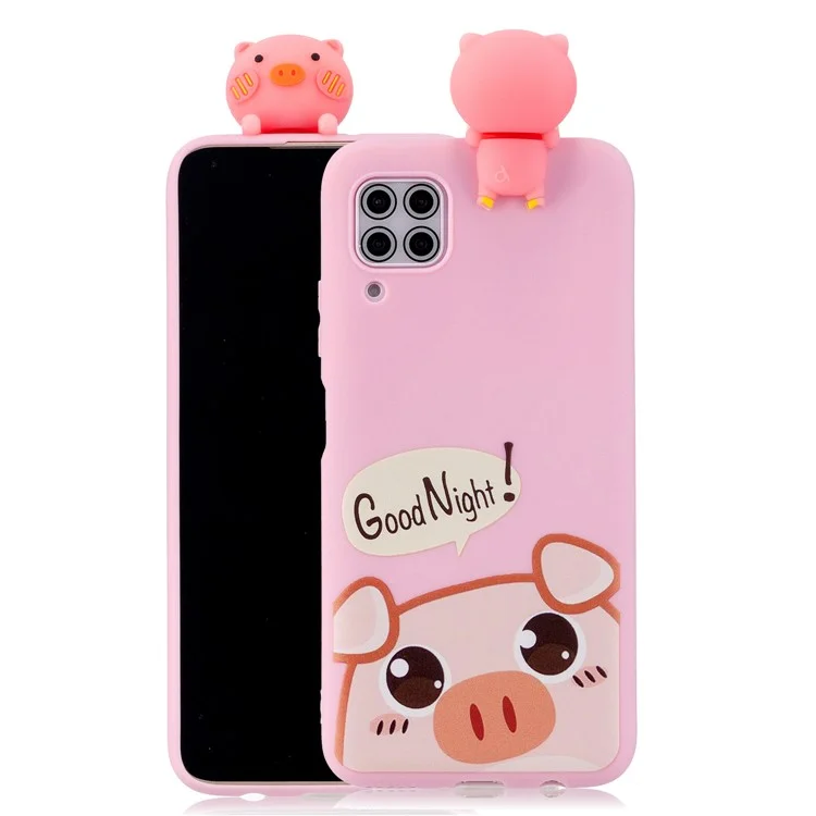 Capa de telefone suave TPU à prova de choque com estampa 3D Cute Doll para Samsung Galaxy A12 - Porco