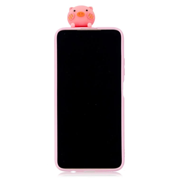 Capa de telefone suave TPU à prova de choque com estampa 3D Cute Doll para Samsung Galaxy A12 - Porco