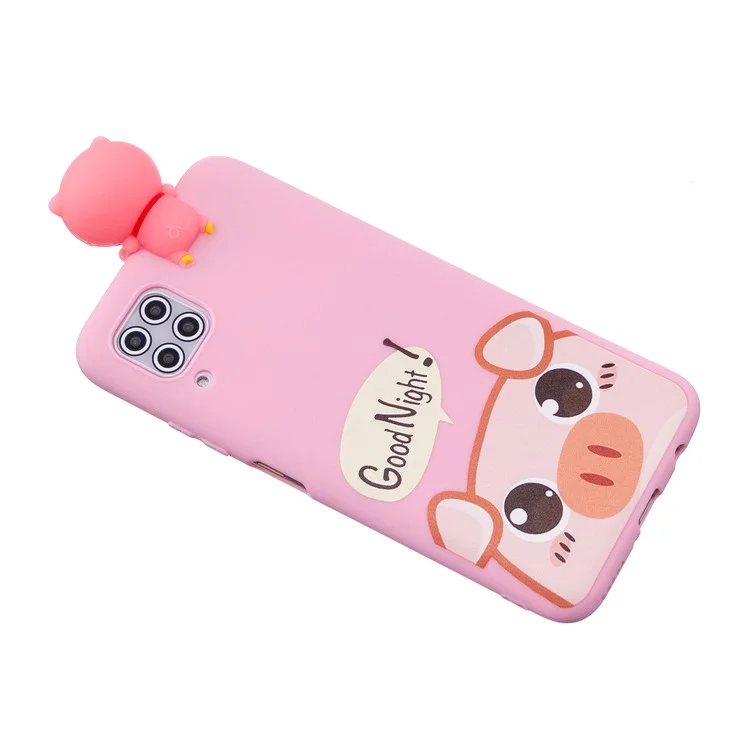Capa de telefone suave TPU à prova de choque com estampa 3D Cute Doll para Samsung Galaxy A12 - Porco