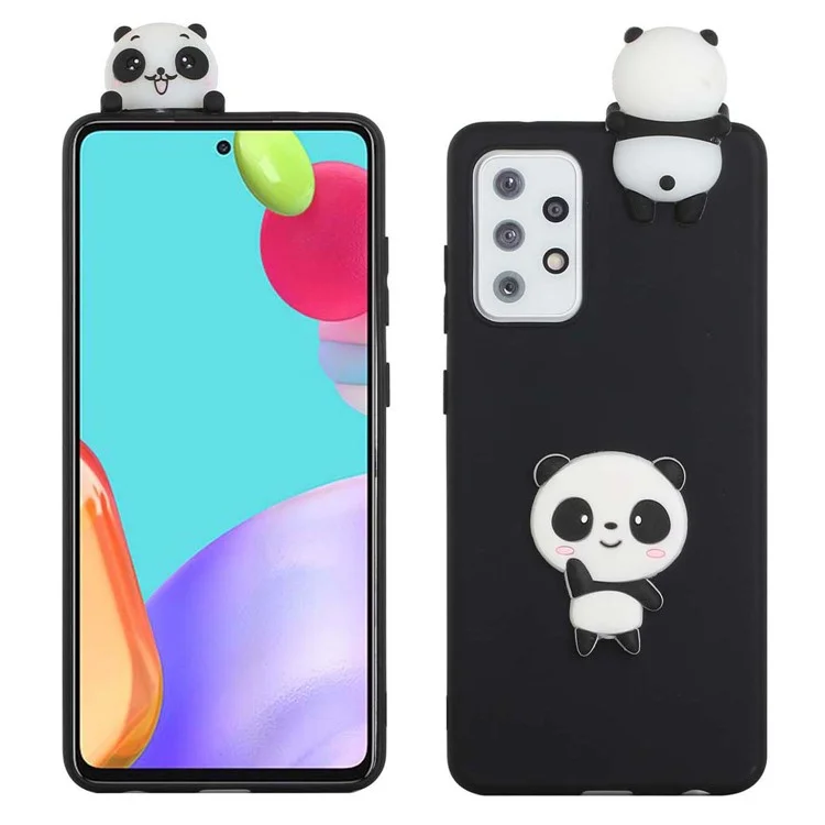 Carto de Decoração de Doll 3D de Doll TPU + Capa de Telefone de Silicone Para Samsung Galaxy A52 5G/4G / A52s 5G - Panda