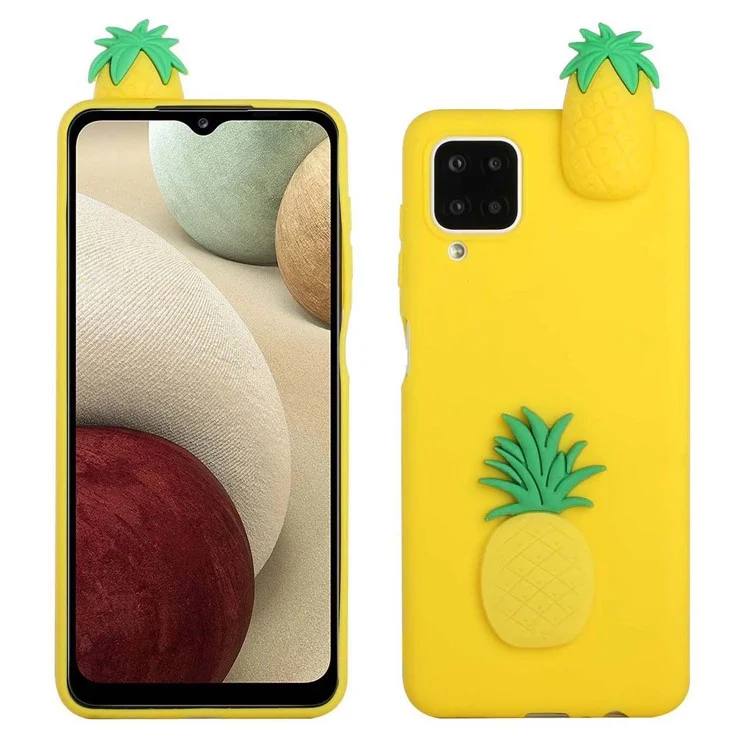 3D Pattern TPU Back Phone Cover for Samsung Galaxy A12 - Pineapple