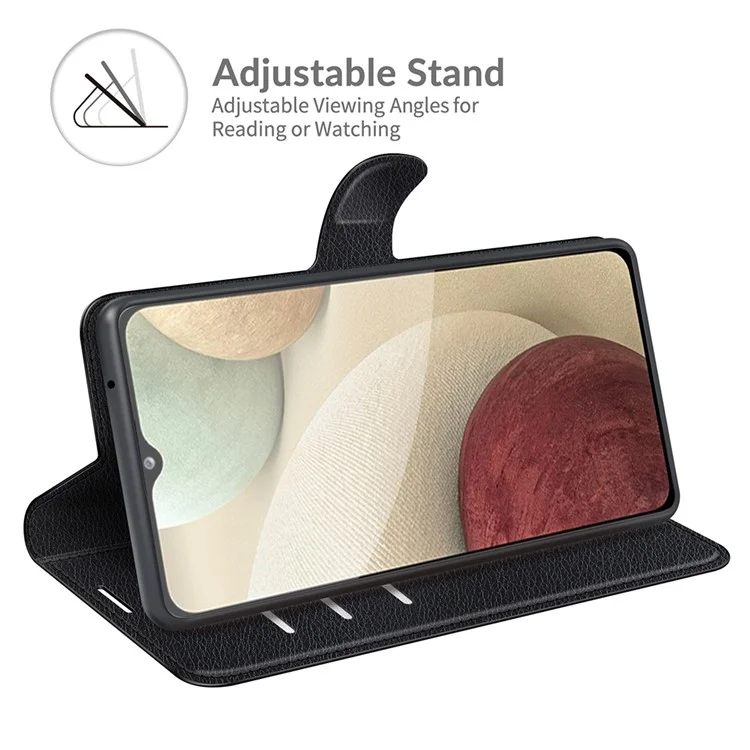 Carteira Design Litchi Textura Couro Capa de Telefone com Suporte para Samsung Galaxy A22 4G (Versão EU) - Preto