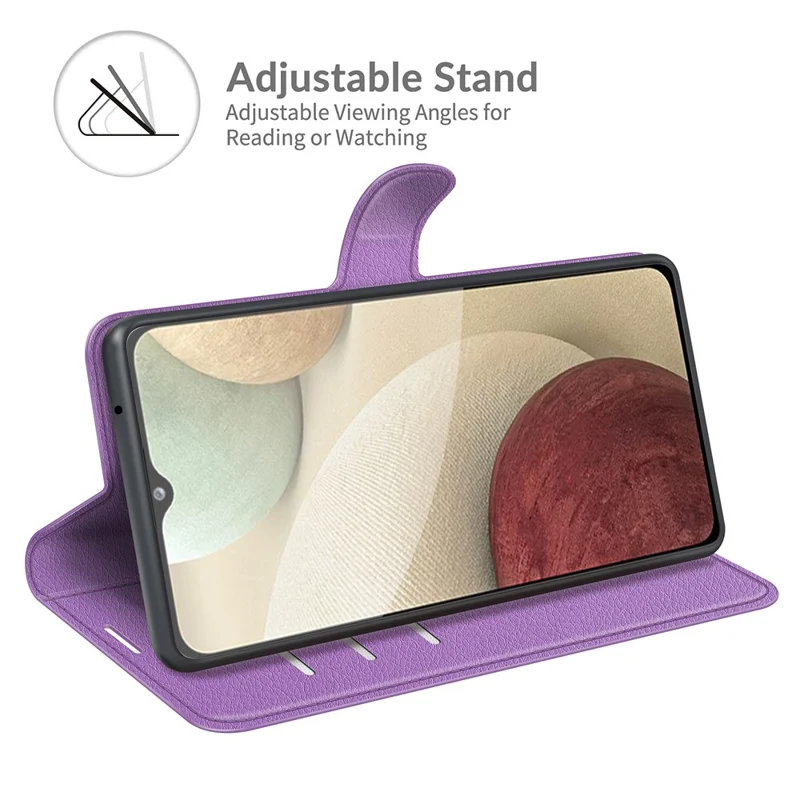 Wallet Design Litchi Texture Leather Phone Case with Stand for Samsung Galaxy A22 4G (EU Version) - Purple