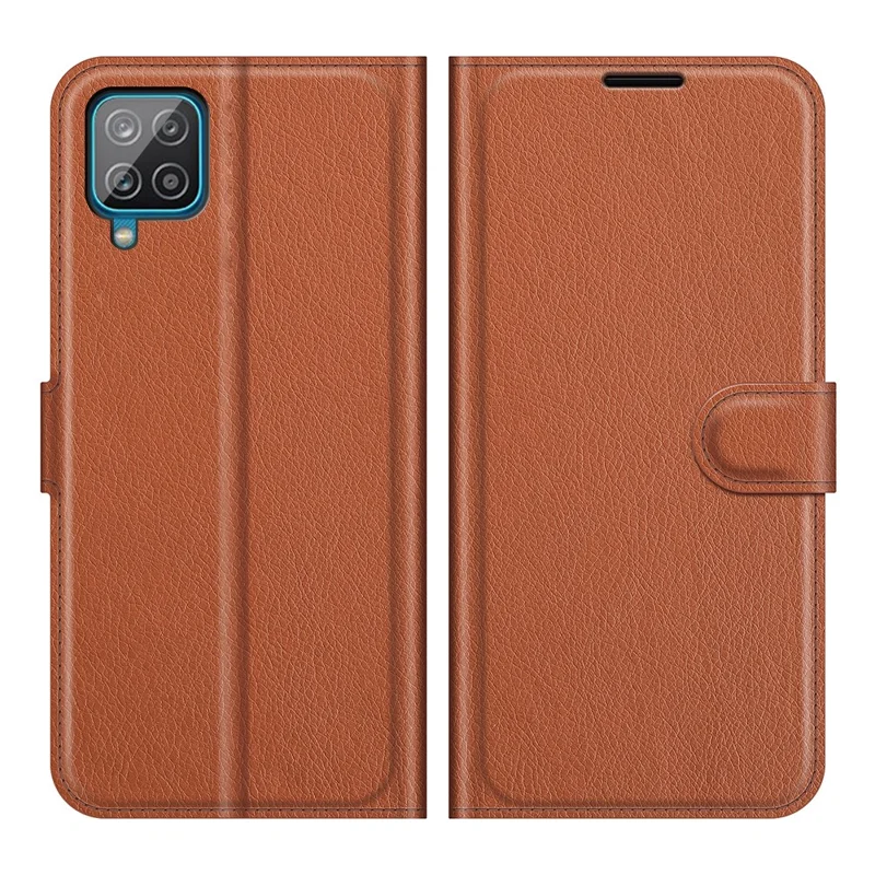 Portafoglio Design in Pelle Texture Litchi per Samsung Galaxy A22 4G (Versione UE) - Marrone