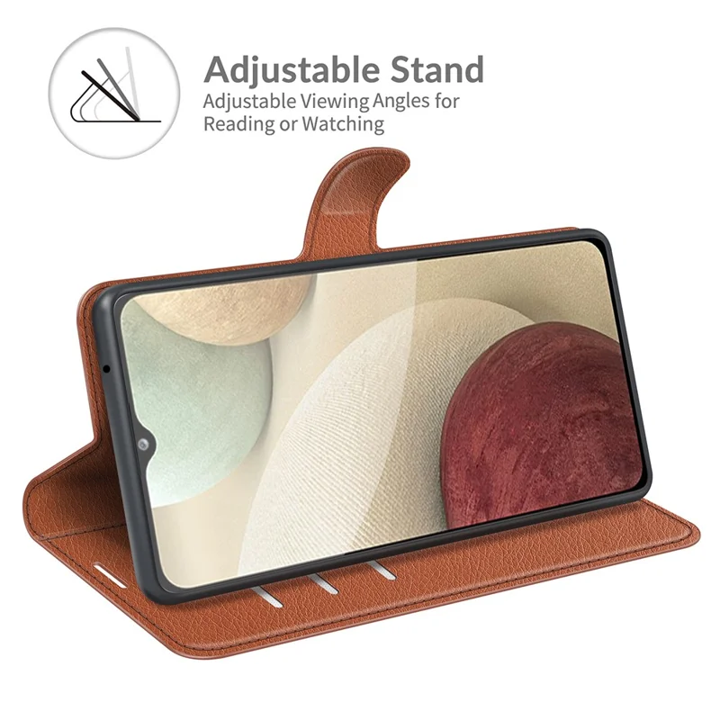 Portafoglio Design in Pelle Texture Litchi per Samsung Galaxy A22 4G (Versione UE) - Marrone