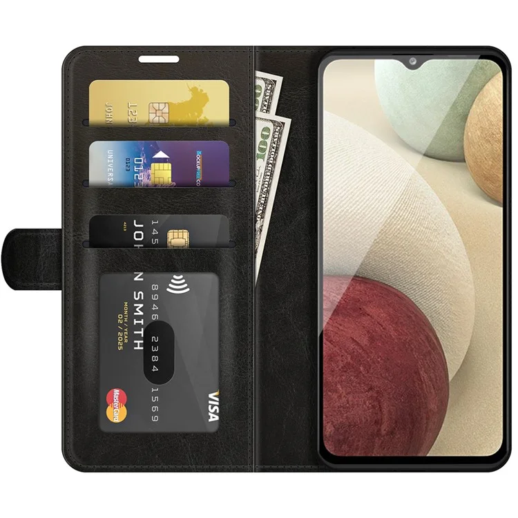 Wallet Case Design Retro Style Crazy Horse Textur Leder Für Samsung Galaxy A22 4G (EU -version) - Schwarz