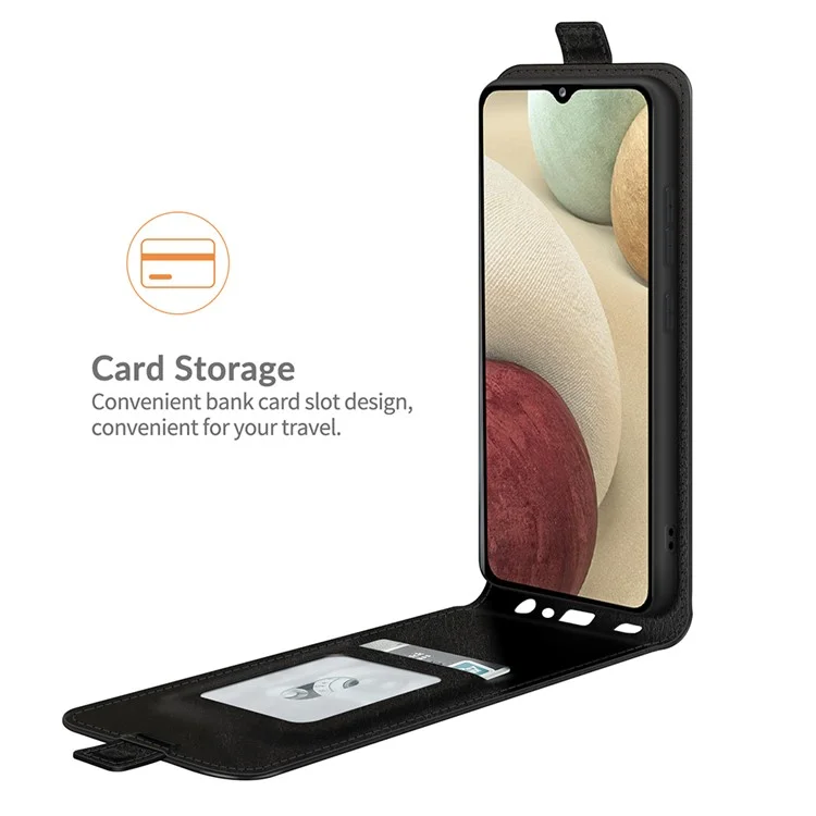 Vertical Flip Crazy Horse Texture Custode in Pelle Con Supporto Per Carta Per Samsung Galaxy A22 4G (versione Ue) - Nero