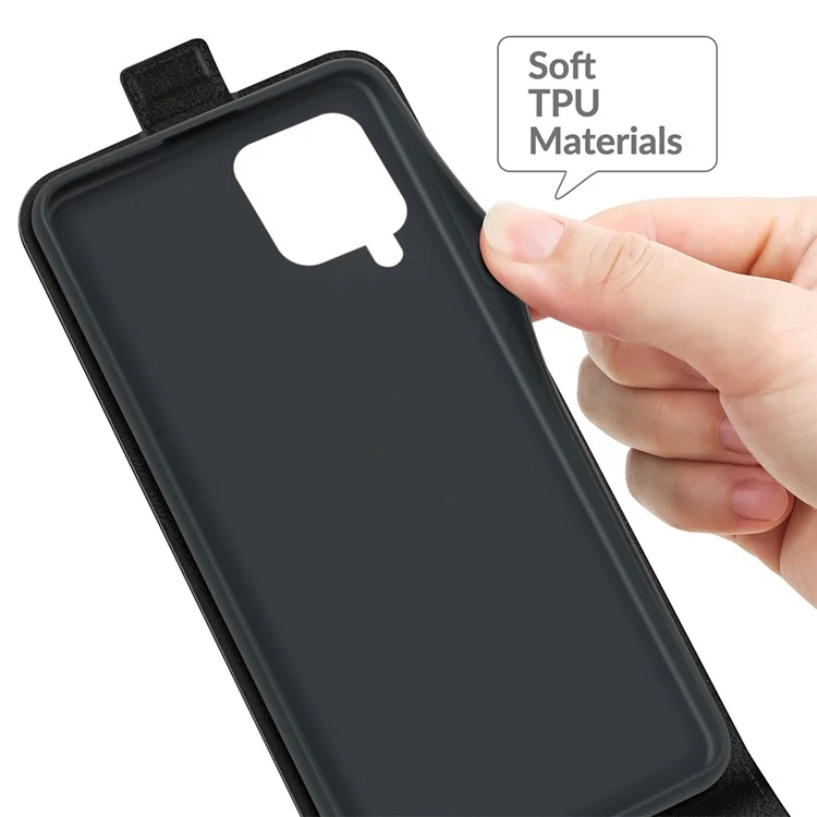 Vertical Flip Crazy Horse Texture Custode in Pelle Con Supporto Per Carta Per Samsung Galaxy A22 4G (versione Ue) - Nero
