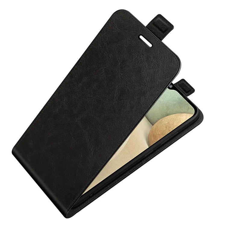 Vertical Flip Crazy Horse Texture Custode in Pelle Con Supporto Per Carta Per Samsung Galaxy A22 4G (versione Ue) - Nero
