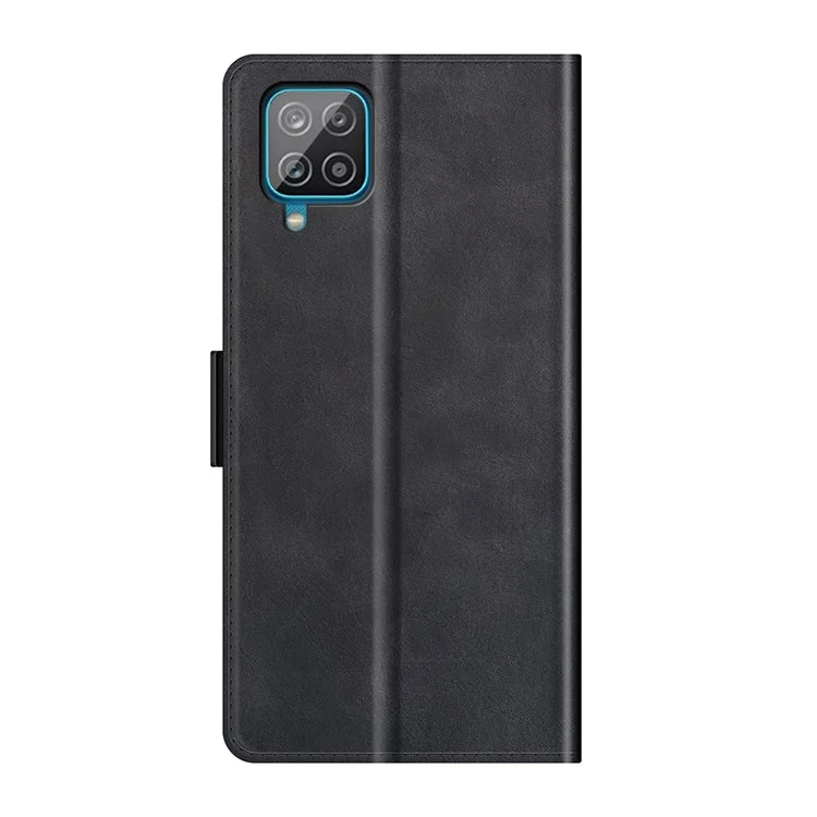 PU Leather Wallet Stand Double Clasp Magnetic Closure Phone Case Shell for Samsung Galaxy A22 4G (EU Version) - Black