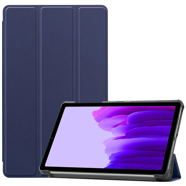 PU Peth Auto Wake/Sleep Stable Tri-fold Stand State Copertina di Copertina Per Samsung Galaxy Tab A7 Lite/T220/T225 - Blu Navy