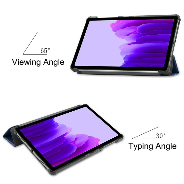 PU Leder Auto Wake/Sleep Stall Tri-fold Stand Hülle Deckhülle Für Samsung Galaxy Tab A7 Lite/T220/T225 - Navy Blau